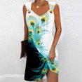 thumbnail image 2 of Penkiiy Robes de Printemps pour Femmes 2024 Décontractées Imprimées Amples Couleur Unie Col Rond Tempérament Élégantes Robes Dos Nu S Multicolore, 2 of 5