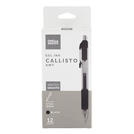 office depot soft-grip retractable gel pens 0.7 mm black barrel - black