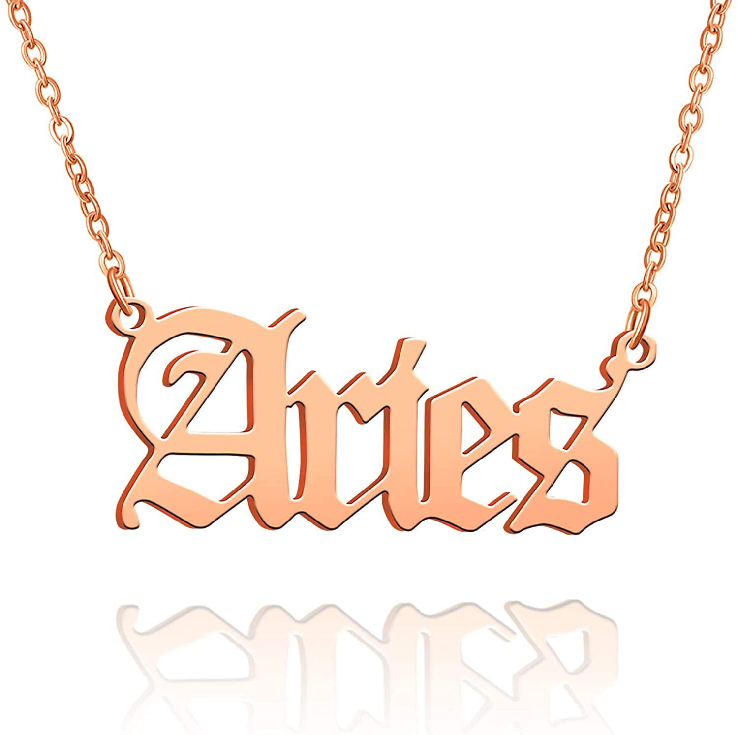 Retro 12 Zodiac Old English Letter Necklace for Women Horoscope 