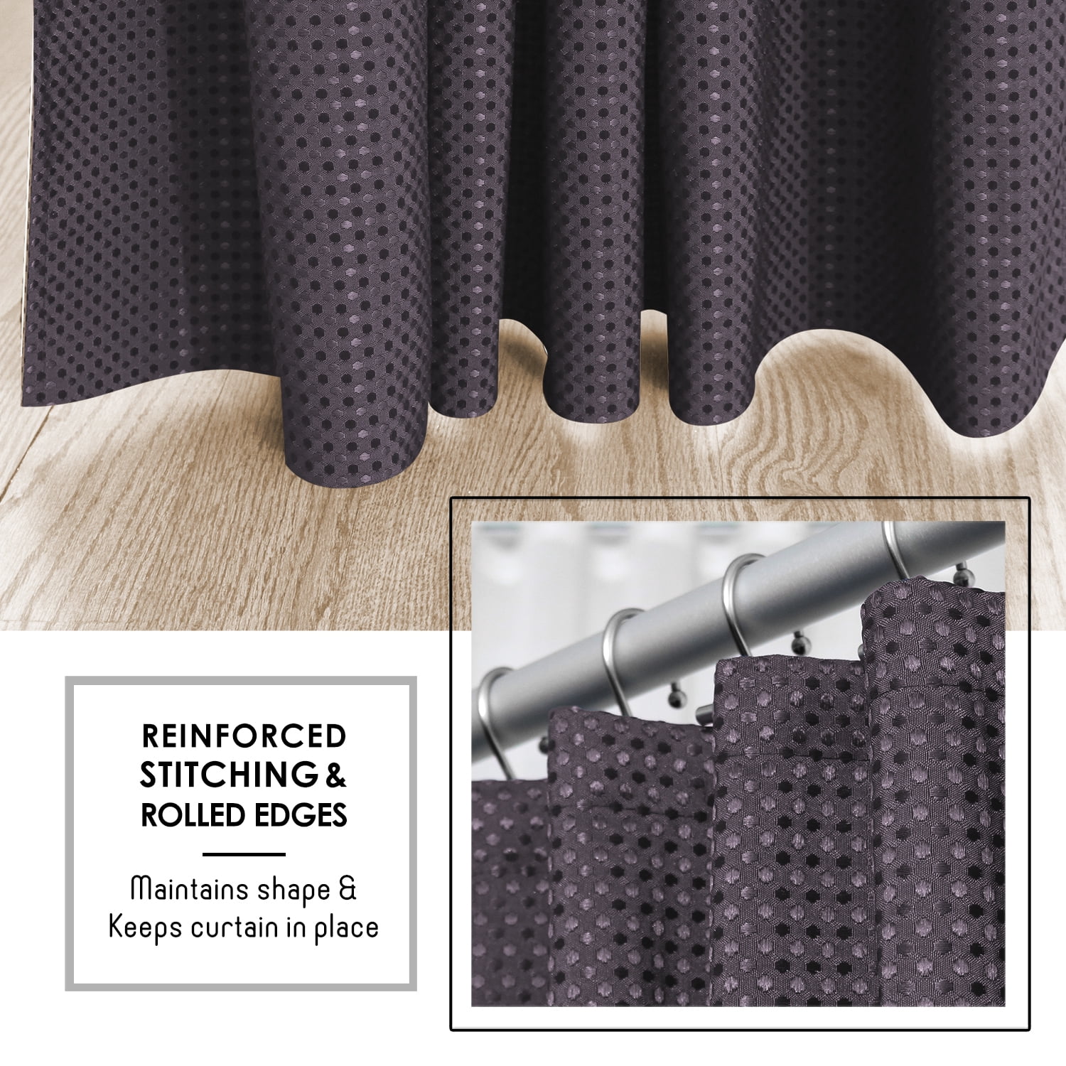 (3 pack) LammaLoe Purple Shower Curtain, Waffle Weave Heavy Duty Fabric Shower Curtain, 72” x 72" Hotel Luxury 256 GSM Bathroom Curtains