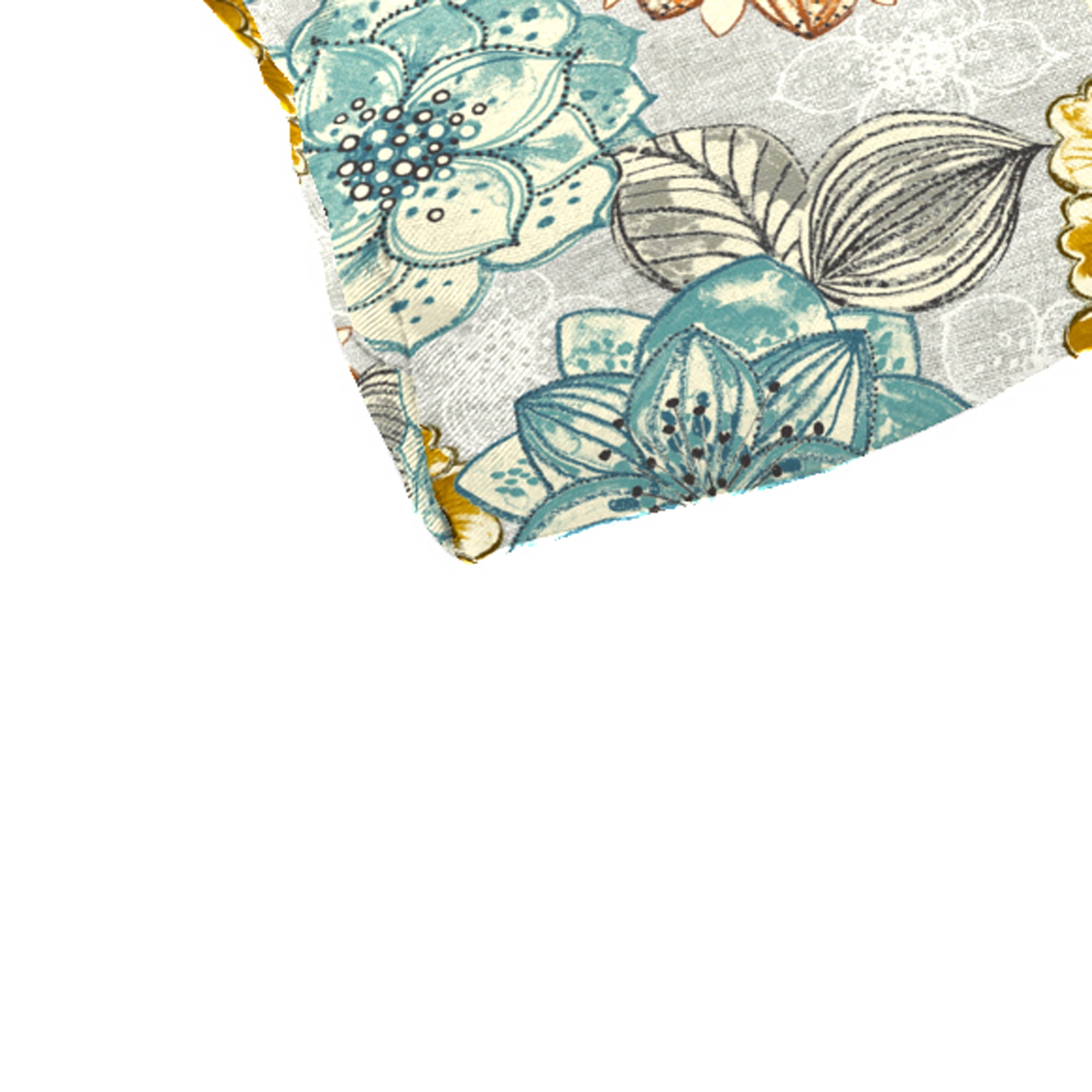 Jordan Manufacturing 43" x 19" Bridget Carmel Aqua Floral Rectangular Tufted Outdoor Wicker Settee Bench Cushion with Ties