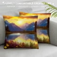 thumbnail image 3 of Creowell Mountain Range Lake Flowers Pillow Covers for Couch Sofa Indoor Outdoor Throw Pillow Cover - Short Plush 1PC 22x22in, 3 of 5