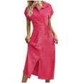 thumbnail image 2 of LOVZFMLL Robe Cardigan à Manches Courtes et Col Rabattu pour Femmes, Mode, Rose Vif, Taille g, 2 of 5