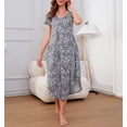 thumbnail image 4 of Richie House Nightgowns Nightdress Women V Neck Print Short Slit Sleepwear S-XXL RHW2895, 4 of 6