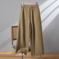 thumbnail image 6 of Tqcoqu Women's Plus Size Cropped Wide Leg Pants Elastic Waist Casual Palazzo Trousers with Pockets,Khaki,Women's M-XXXXL, 6 of 7
