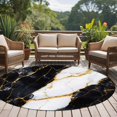 thumbnail image 5 of 7ft Round Rug, Black Marble Non-Skid Rubber Backing Large Area Rugs - Living Room Bedroom Home Office, Luxury Gold White Abstract Cracks Artwork Indoor Floor Mat Carpets Washable Rug, 5 of 9