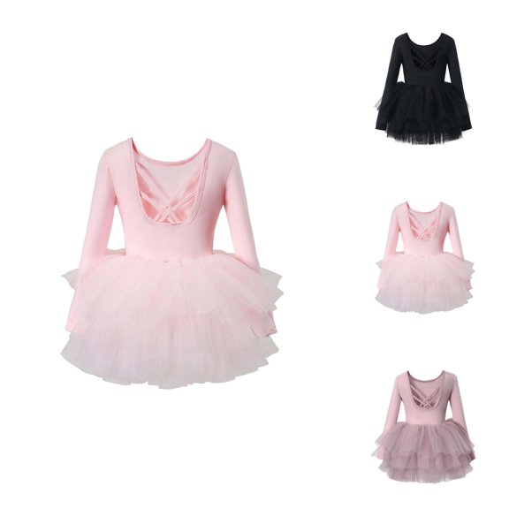 Long Sleeve Ballet Dress for Girls – Warm Cotton-Blend Dancewear for Fall Spring, Rehearsal & Show Outfit, Cozy Alternative to Pink Dress for Girls in Cooler Months