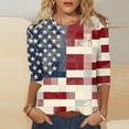 thumbnail image 2 of MEICHEN 250th Anniversary 3/4 Sleeve T Shirt for Women America Flag Patriotic Top 1776-2026 Graphic Tee 4th of July Blouse, 2 of 5