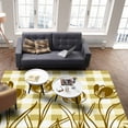 thumbnail image 3 of Area Rugs Indoor Non-Slip Rectangle Rug 4x6 Ft Yellow Tulip Yellow Flower Silhouette Plaid Rug Rubber Backing Floor Mats Non Shedding Home Decor Carpet for Entryway Living Room, 3 of 8