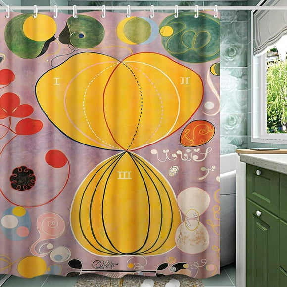 INVIN ART Bathroom Shower Curtain Set with Hooks,Group IV No.7 The Ten Largest Adulthood, 1907 by Hilma Af Klint,Home Art Paintings Pictures for Bathroom