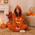 thumbnail image 4 of Yellow Pumpkin Onesie Adult Polyester Hooded Design, Full Zip Closure, Plush Fleece Fabric, Adults Unisex, Halloween Costume M, 4 of 7