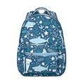 thumbnail image 1 of Nautical Shark and Dolphin Student Backpack Waterproof Scratch-Resistant School Bag with Vintage Marine Life Chart and Abstract Ocean Print, Breathable Foam Padding, Adjustable Straps, 1 of 6