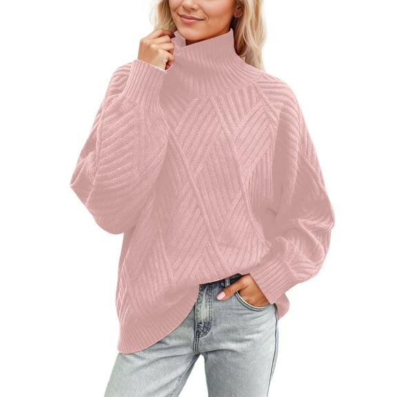 Women's Sweaters Womens Fall Fashion 2025 Crochet Pattern High Neck Pullover Sweater Soft Knit Casual Comfortable Turtleneck Top for Everyday Wear and Versatile Outfits