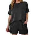 thumbnail image 1 of Conjunto de 2 piezas para mujer: top de cuello redondo y manga corta y pantalones cortos holgados, 1 of 7
