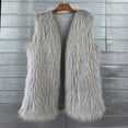thumbnail image 2 of FAWUUDO Women's Faux Fur Coat Fluffy Faux Fur Jacket Long Sleeve Lapel Furry Winter Jackets Parka Short Coat Gray, 2 of 3
