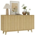 thumbnail image 1 of 55" Modern Sideboard Buffet Cabinet with Fluted Doors Wood Legs Nature Wood, 1 of 10