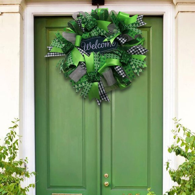 novedosa, decoración colgante irndesa, decoración floral, adorno de para ST. Patricio, de bodas en hogar perfecl Corona de puerta delantera