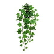 Mainstays 22.8" Tall Artificial Hanging Green Ivy Plant in Black Pot