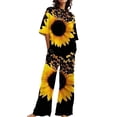thumbnail image 2 of Ensembles de Pyjama pour Femmes Adapté Été Col Rond Manches Courtes Imprimé Floral Haut Chemise avec Pantalon Grande Taille 2 Ensemble TTTTG, 2 of 5