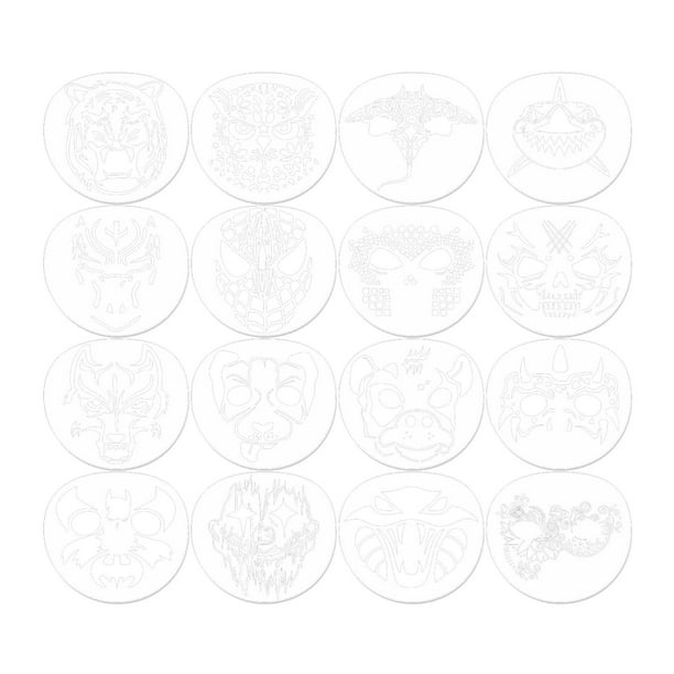 Xijobido 16 Plantillas Para Pintura Facial Reutilizables: Diseños De Flores Y Patrones (Ideal Para Fiestas, Carnaval Y Halloween)