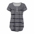 thumbnail image 3 of IROINNID Women's Printed Round Neck Pleated Short Sleeve Loose Tunic Tops, 3 of 4