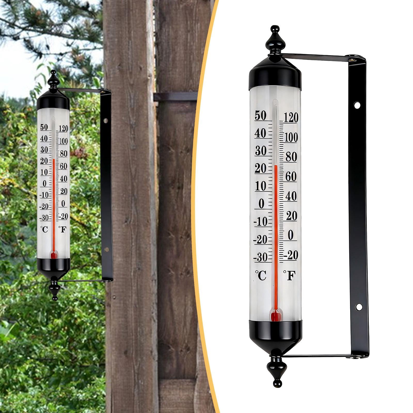 Fzaqwen Outdoor Thermometer Easy Installation Easy to Use Large Numbers Premium Reusable Rustic Temperature Gauge for Wall Greenhouse Black