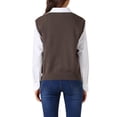 thumbnail image 3 of Chaleco de suéter sin mangas de cuello en V para mujer INSPIRE CHIC, clásico, de punto, parte superior de pullover, S, color café, 3 of 6