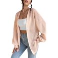 thumbnail image 3 of Women'S Lantern Long Sleeve Cardigan Loose Knitted Jacket Lotus Pink M, 3 of 9