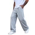 thumbnail image 4 of Mens Daily Casual Bottoms Solid Plain Straight Leg Sweatpants Adjustable Drawstring Waist Pants Gray XL, 4 of 7