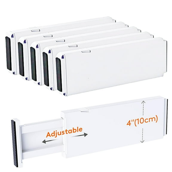 Behome 6 Pack Drawer Dividers, 11-18" Adjustable Dresser Drawer Organizers for Clothes, 4" High Expandable Drawers Separators for Kitchen Bedroom Bathroom Dresser Office