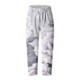 thumbnail image 5 of Taqqpue Womens Linen Pants Loose Floral Prirted Elastic High Waisted Wide Leg Pants Baggy Lounge Pant Comfy Soft Trousers Resort Wear Relaxed Fit Straight Leg Crop Trousers with Pockets, 5 of 5