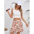 thumbnail image 5 of Chiclily Women's 2-in-1 High Waisted Tennis Skort with Pockets, Athletic Golf Skirt with Built-in Shorts, Creamy Vintage Blossom, Size S, 5 of 6
