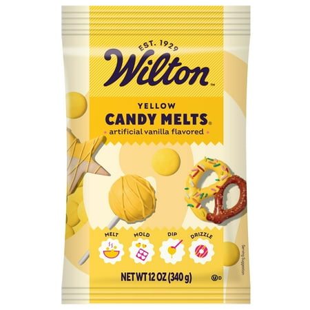 Wilton Yellow Candy Melts Vanilla-Flavored 12oz. Bag for Baking & Candy Making Wafer Chips