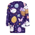 thumbnail image 5 of HAVUITYY Easter 3/4 Sleeve Sweater for Womens, Cute Bunny Eggs Pattern Crew-neck T-Shirts, Spring Oversized Casual Tops, 5 of 5