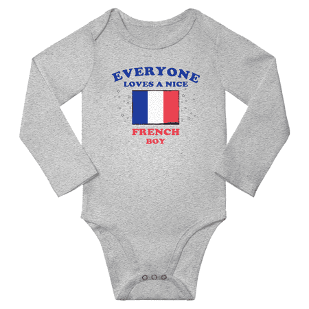 

Everyone Loves a Nice French Boy Baby Long Slevve Bodysuit Outfits (Gray 18-24 Months)