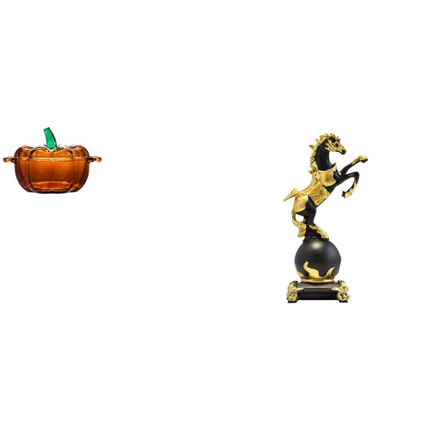 Plato De Dulces De Cristal Con Forma De Calabaza Con Tapa Y Figura De Caballo, Colección De Estatuas Modernas Para Adorno De Mesa, Escultura De Animal, Centro De Mesa Para Dormitorio, Sala De