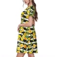 thumbnail image 2 of Sikiie Orange and Lemon Print Women's Short-sleeved Dress, Round Neck Slim Knee-length Dress, Summer Clothing Suitable for Daily Leisure and Vacation, 2 of 6