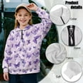 thumbnail image 6 of Chririnla Purple Butterflies Pattern Girls Hiking Sweatshirt Half Zip Pullover Sweatshirts Lightweight Athletic Comfy Casual for Outdoor Camping Travel Size 7-8, 6 of 7