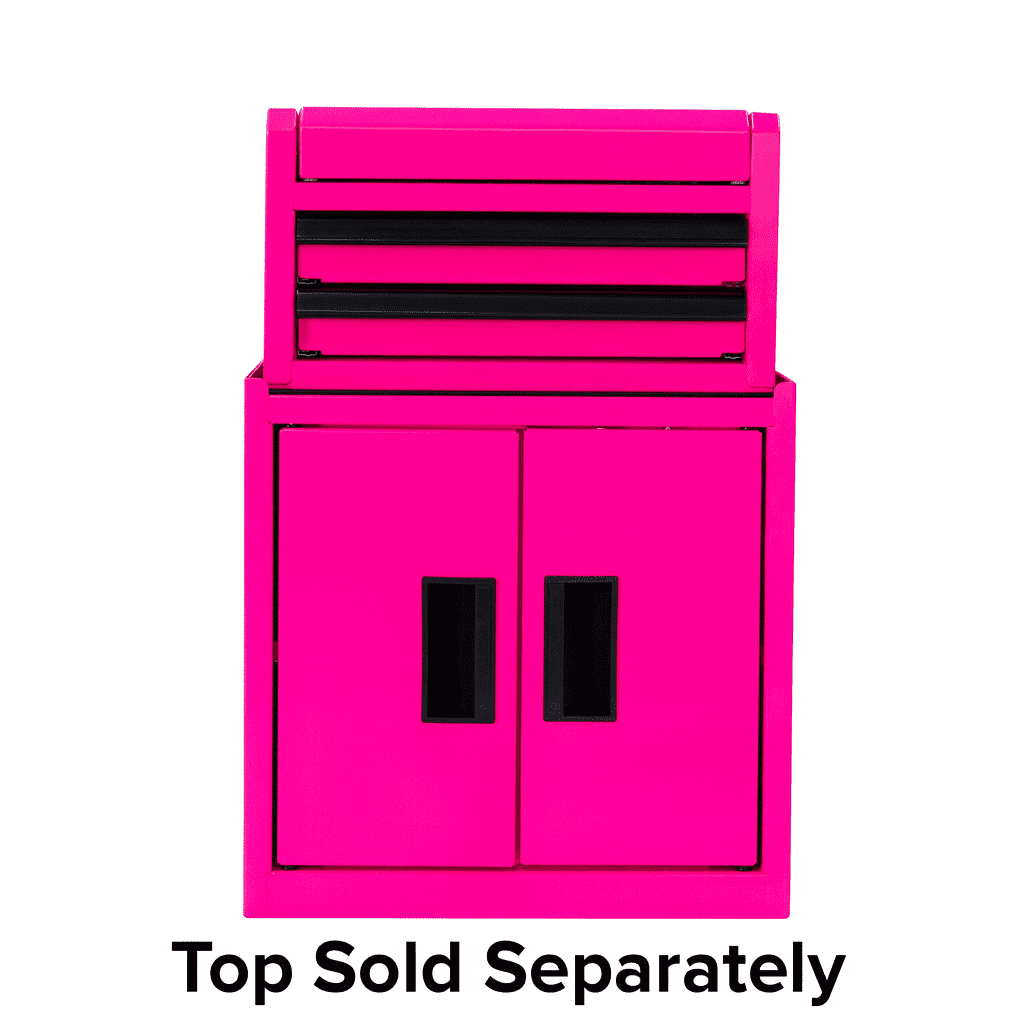 Hyper Tough Mini Tool Cabinet, 11.6-inch Pink Steel Storage with Double Doors & Top Mat