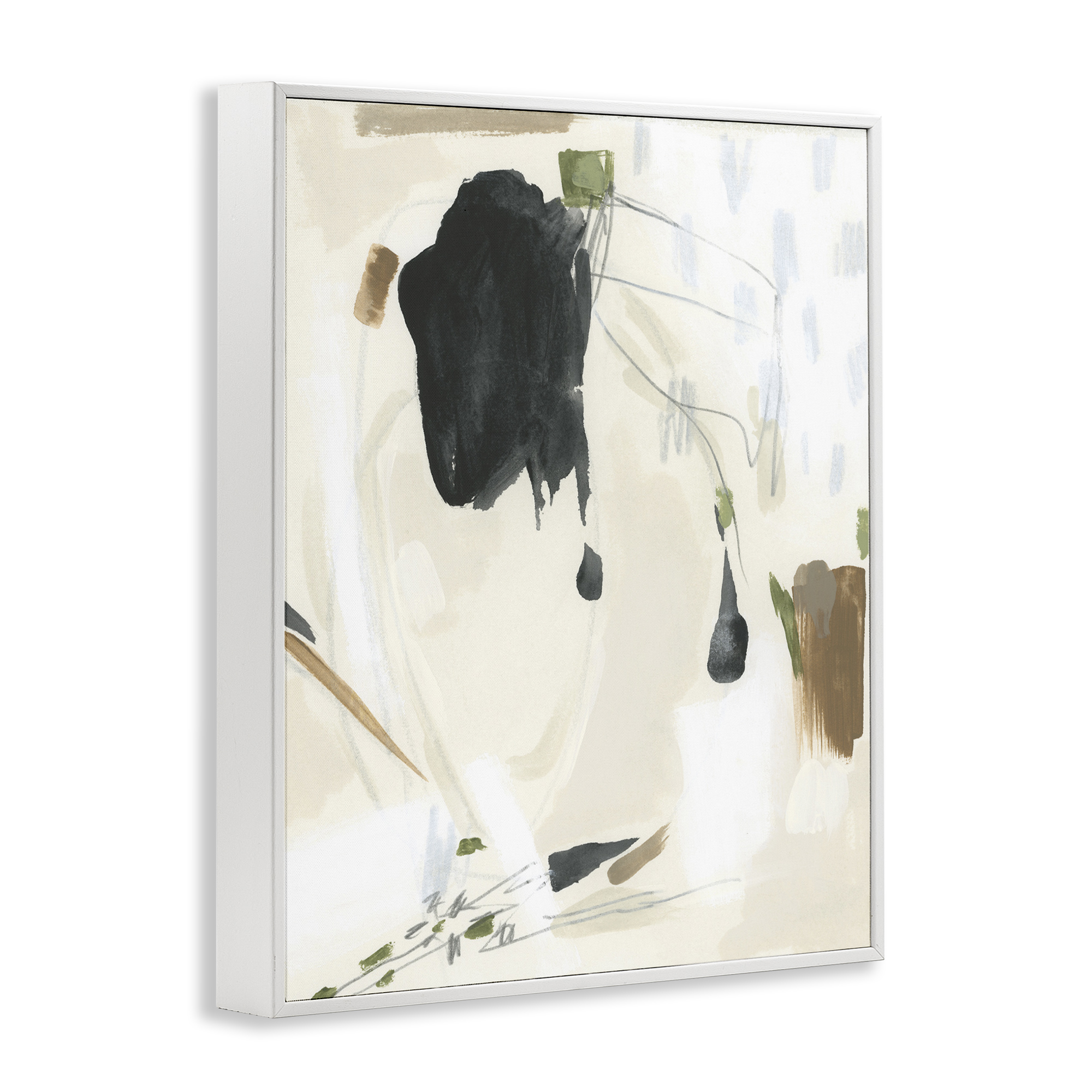 Stupell Industries Subtle Abstract Painting Abstract Painting White Framed Art Print Wall Art, 16 x 20