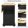 thumbnail image 2 of Finnhomy Rolling Kitchen Island with Drop Leaf, Thicken Rubberwood Top, Portable Mobile Carts Table, Kitchen Serving and Storage Cart, 2 of 7