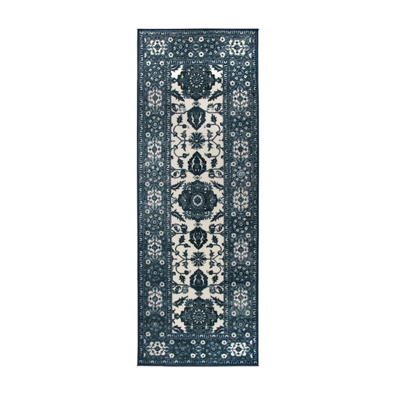 My Magic Carpet 2.5'x7' Machine Washable Non-Slip Kitchen Hallway Runner Rug - Ramage Blue