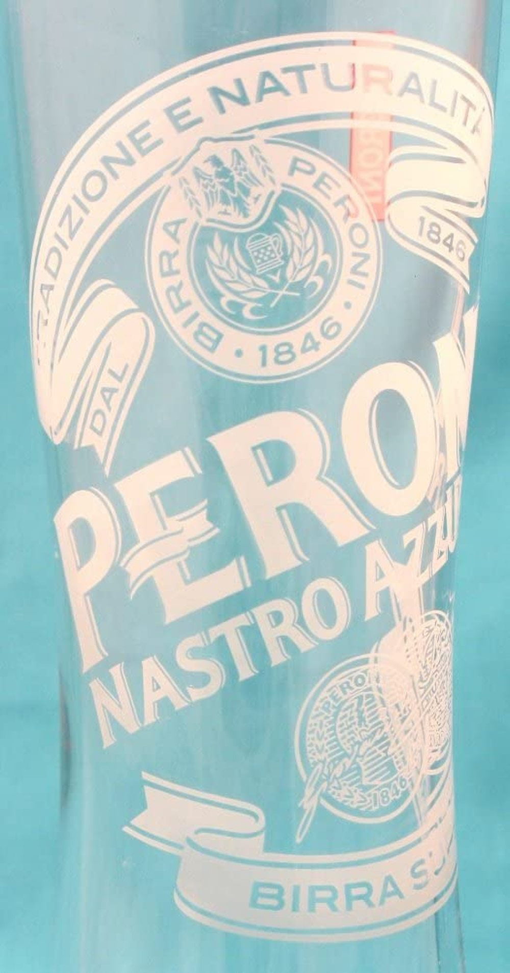 Peroni Nastro Azzuro Birra Frosted Etched 0.4l Beer Glass Italy Brewery 