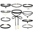 thumbnail image 3 of 10 Pièces Collier Choker Noir Classique Velours Stretch Gothique Tatouage Collier, 3 of 4