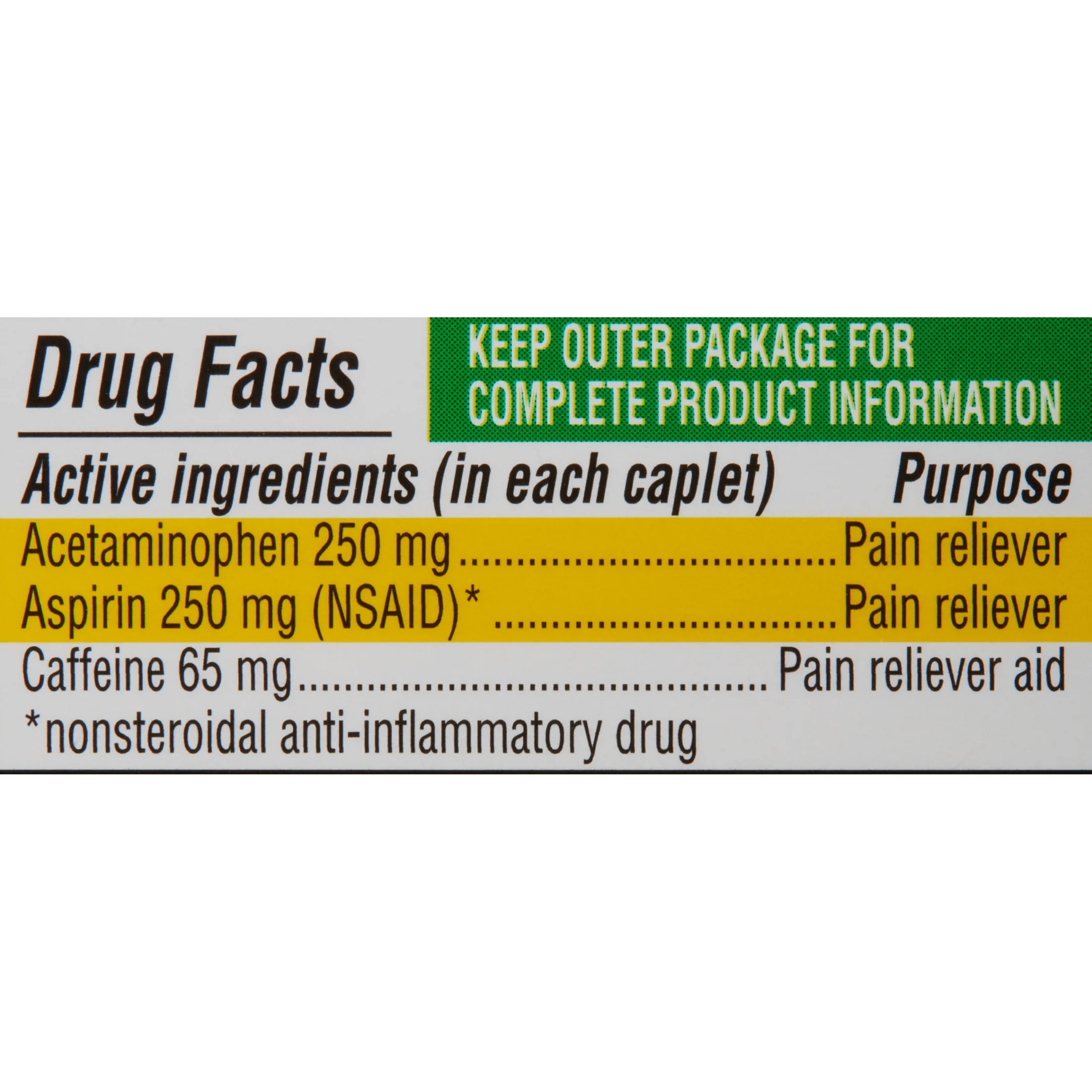 (6 pack) Equate Extra Strength Headache Relief Caplets with Acetaminophen, Aspirin, and Caffeine, 24 Count