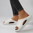 thumbnail image 2 of KIJBLAE Couples Matching Thick Sole Non Slip Slide Slippers, Soft Indoor Outdoor Beach Pool Shower Casual Sandals White 38-39, 2 of 9