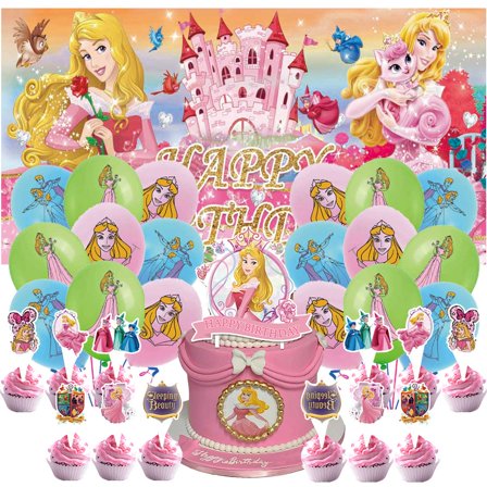 Sleeping Princess Party Supplies Latex Balloons Decor Banner Backdrop Kit Birthday Decorations