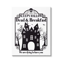 Dead & Breakfast Spooky Haunted House Imagery Sign Holiday Graphic Art Gallery-Wrapped Canvas Print Wall Art