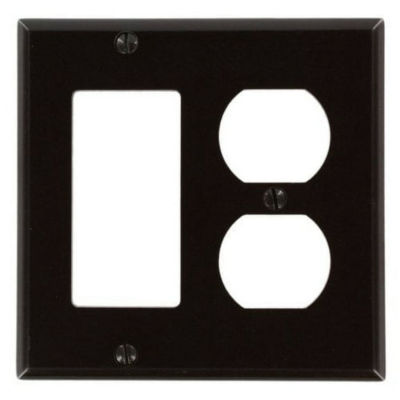 Leviton 80455 2-Gang Combination Duplex Receptacle Decora GFCI Rocker Switch Wall Plate, Standard Size, Thermoset Plastic, Brown