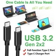 thumbnail image 2 of AUBEAMTO USB C to C 3.2 Gen 2x2 Cable 3.3ft- 20Gbps Data Transfer - 4K 60Hz HDR Monitor Video - 100W PD Charging - Thunderbolt Compatible  - for MacBooks, iPads, PC, Docks, Phones, and Androi, 2 of 9
